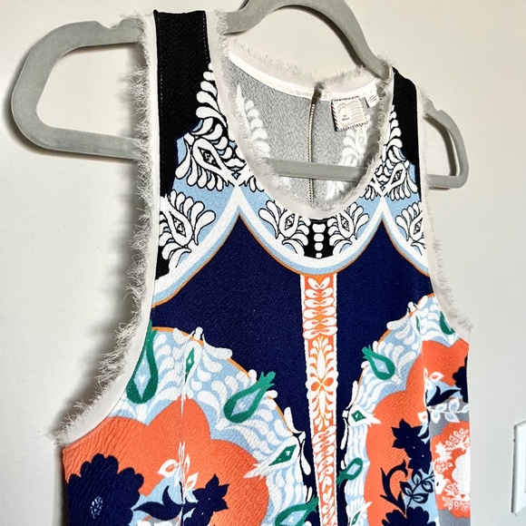 Anthropologie Postmark Anzere Mosaic Print Raw Edge Boho Tank Top Size M - Picture 3 of 9